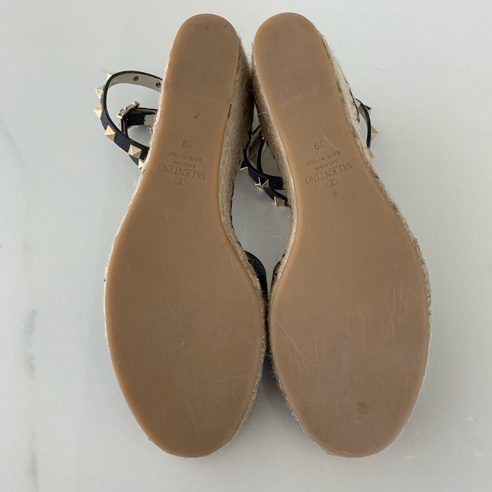 SOLD Valentino Rockstud Leather Wedge Espadrille - Picture 6 of 8